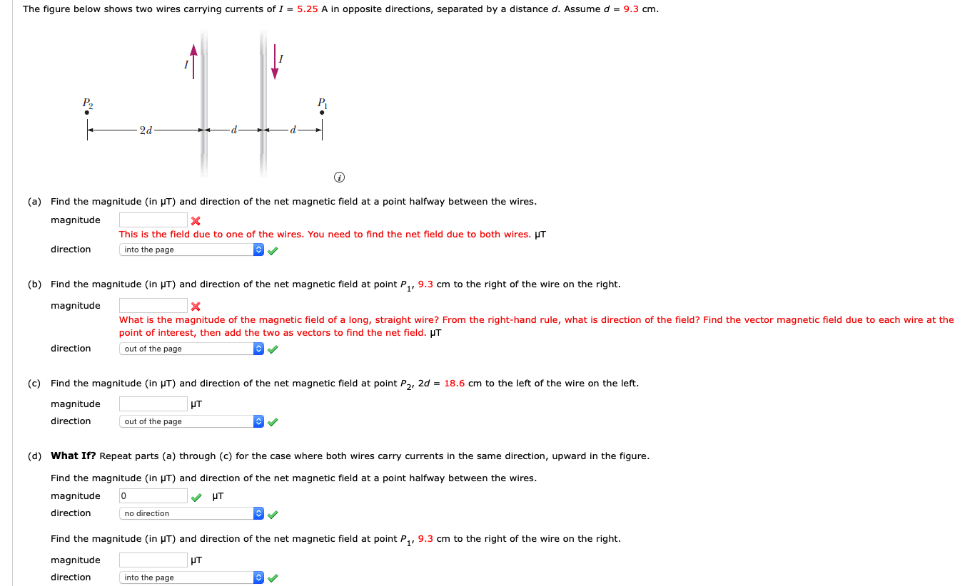 Solved The figure below shows two wires carrying currents of | Chegg.com
