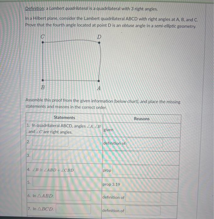 Solved Definition a Lambert quadrilateral is a