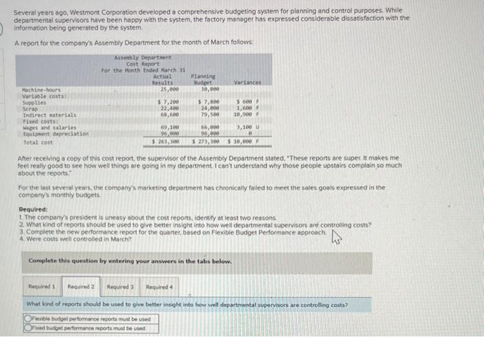 Solved A report for the company's Assembly Department for | Chegg.com