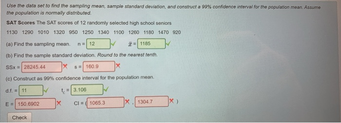 Solved Use the data set to find the sampling mean, sample | Chegg.com