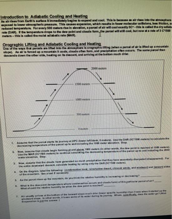 Introduction to Adiabatic Cooling and Heating As alr | Chegg.com