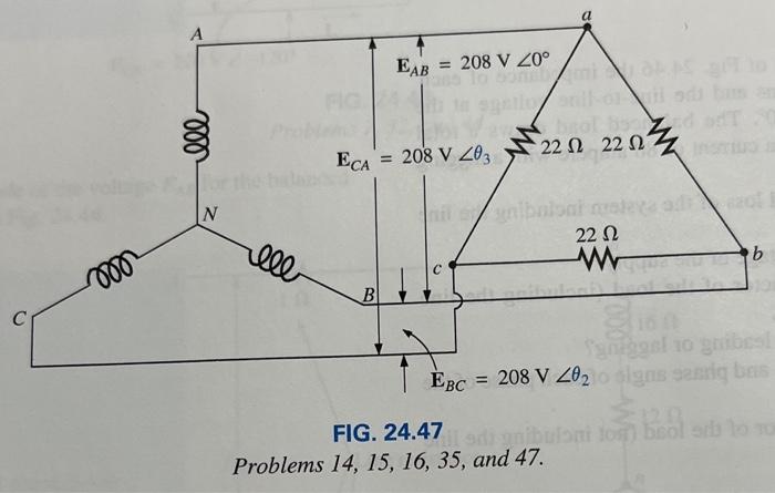 Solved 14. The phase sequence for the Y- Δ system in Fig. | Chegg.com