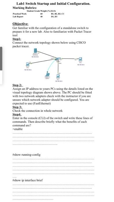 Solved Lab1 Switch Startup And Initial Configuration. | Chegg.com