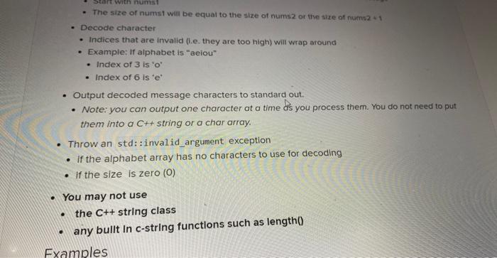 - rou may not use the C++ string class. - You may not | Chegg.com