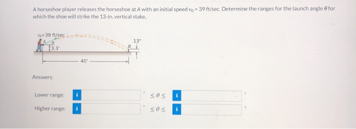 Horshoe Point Calculation Solved A horseshoe player releases the horseshoe at A with | Chegg.com