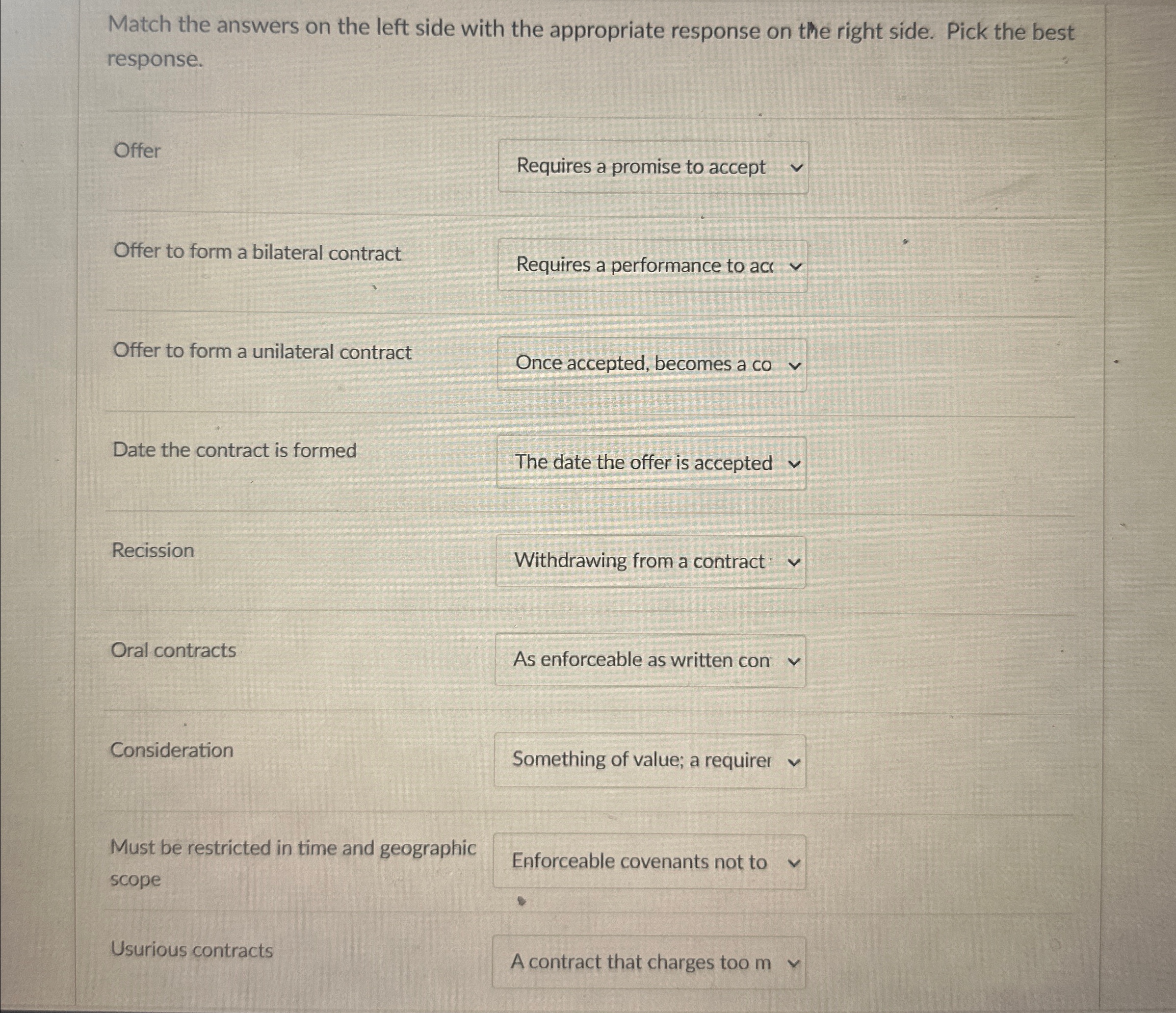 Solved Match the answers on the left side with the | Chegg.com