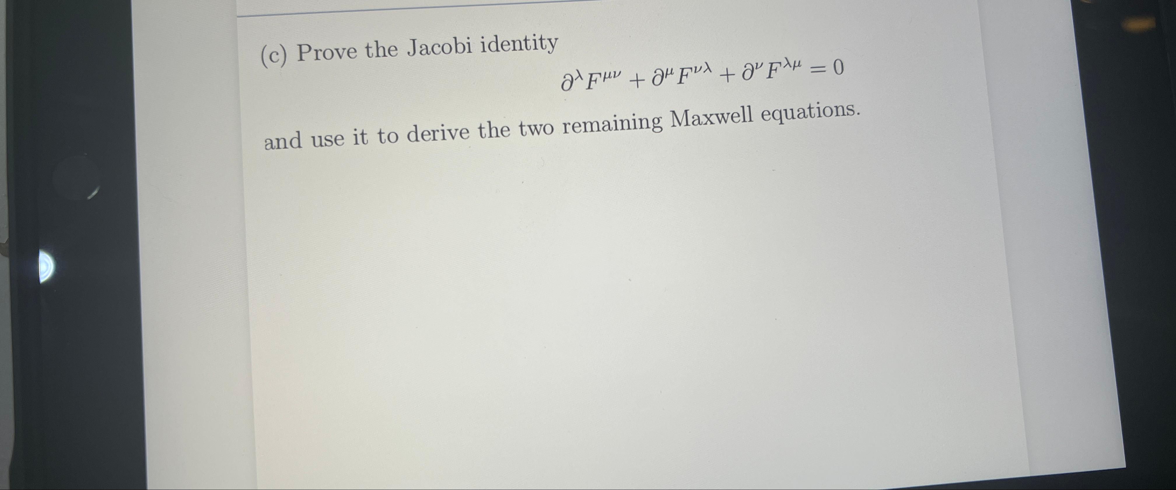 Solved (c) ﻿Prove the Jacobi | Chegg.com