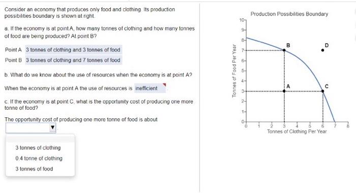 Solved Production Possibilities Boundary 10 9- 8- B Consider | Chegg.com