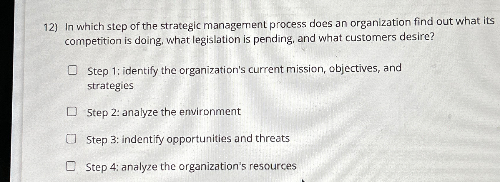 Solved In which step of the strategic management process | Chegg.com