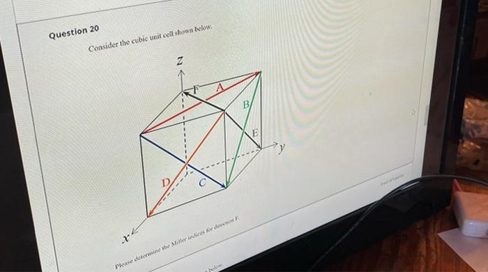 Solved Question 20 Consider the cubic unit cell shown below. | Chegg.com