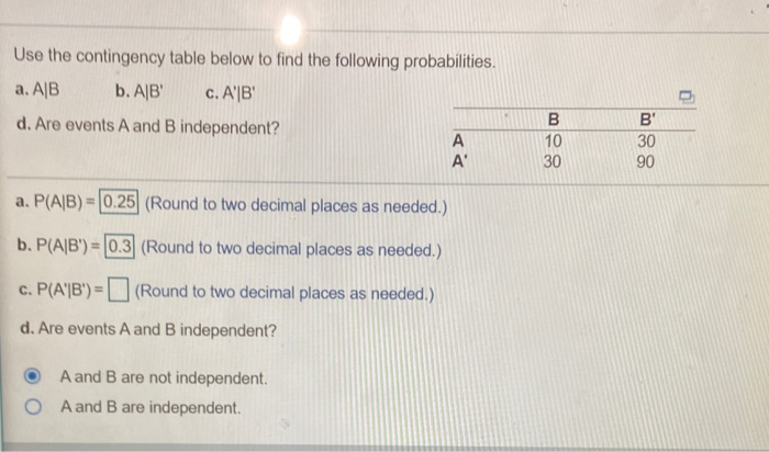 Solved Use The Contingency Table Below To Find The Following | Chegg.com