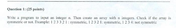 Solved Write a program to input an integer n. Then create an | Chegg.com