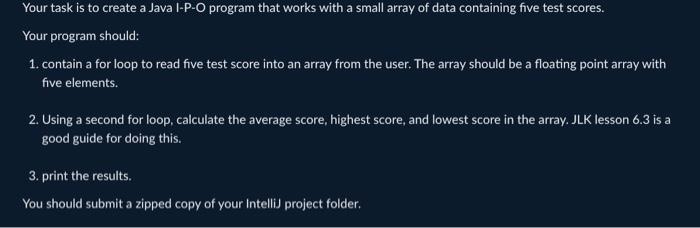 Solved Your task is to create a Java I-P-O program that | Chegg.com