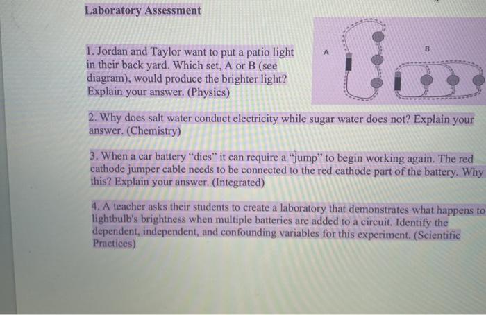 Solved Laboratory Assessment B A 1. Jordan And Taylor Want | Chegg.com