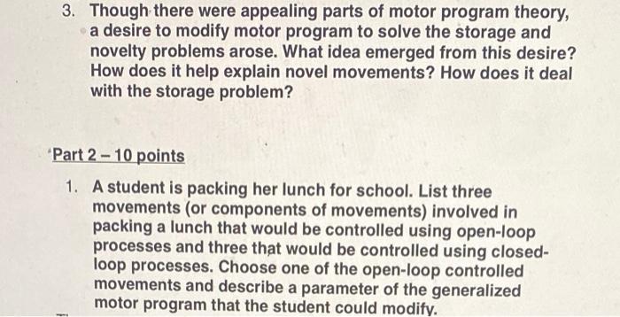 Solved 3. Though there were appealing parts of motor program | Chegg.com