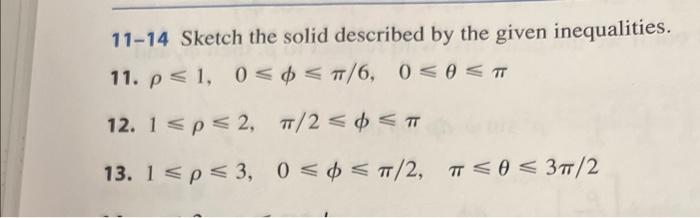 Solved 11-14 Sketch the solid described by the given | Chegg.com