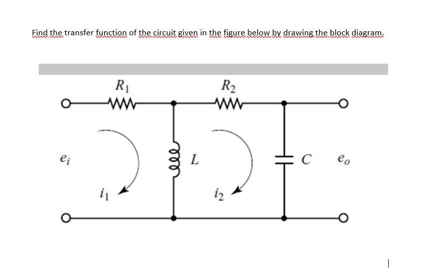 Solved Find the transfer function of the circuit given in | Chegg.com