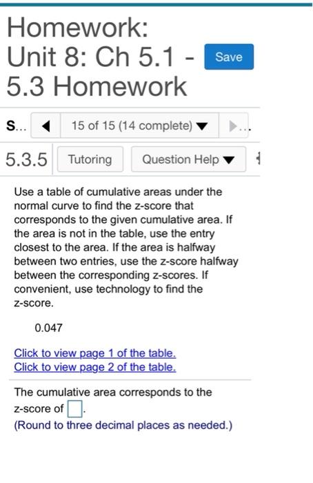 Solved Homework: Unit 8: Ch 5.1 - 5.3 Homework Save S... 15 | Chegg.com