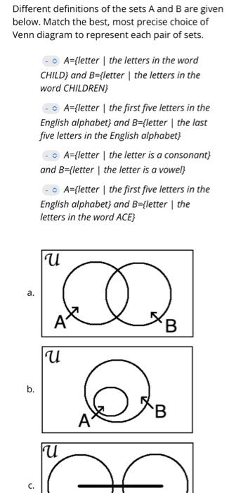 Different Definitions Of The Sets A And B Are Given | Chegg.com