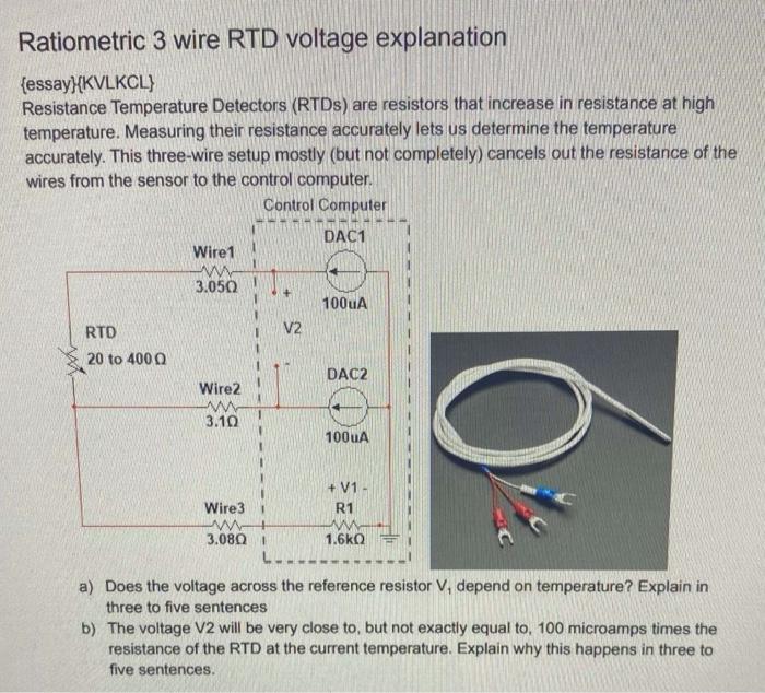 Solved Ratiometric 3 wire RTD voltage explanation | Chegg.com