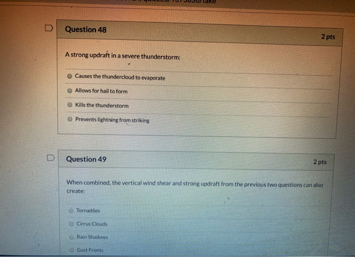 Strong Updraft Solved Question 48 2 pts A strong updraft in a severe | Chegg.com