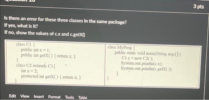 Solved Is there an error for these three classes in the same | Chegg.com