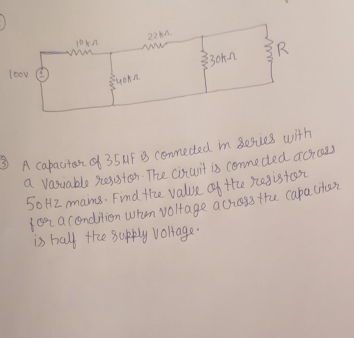 Solved 22kn 10kn M 3R 30kn loov ruoka 3 A capacitor of 35 M 