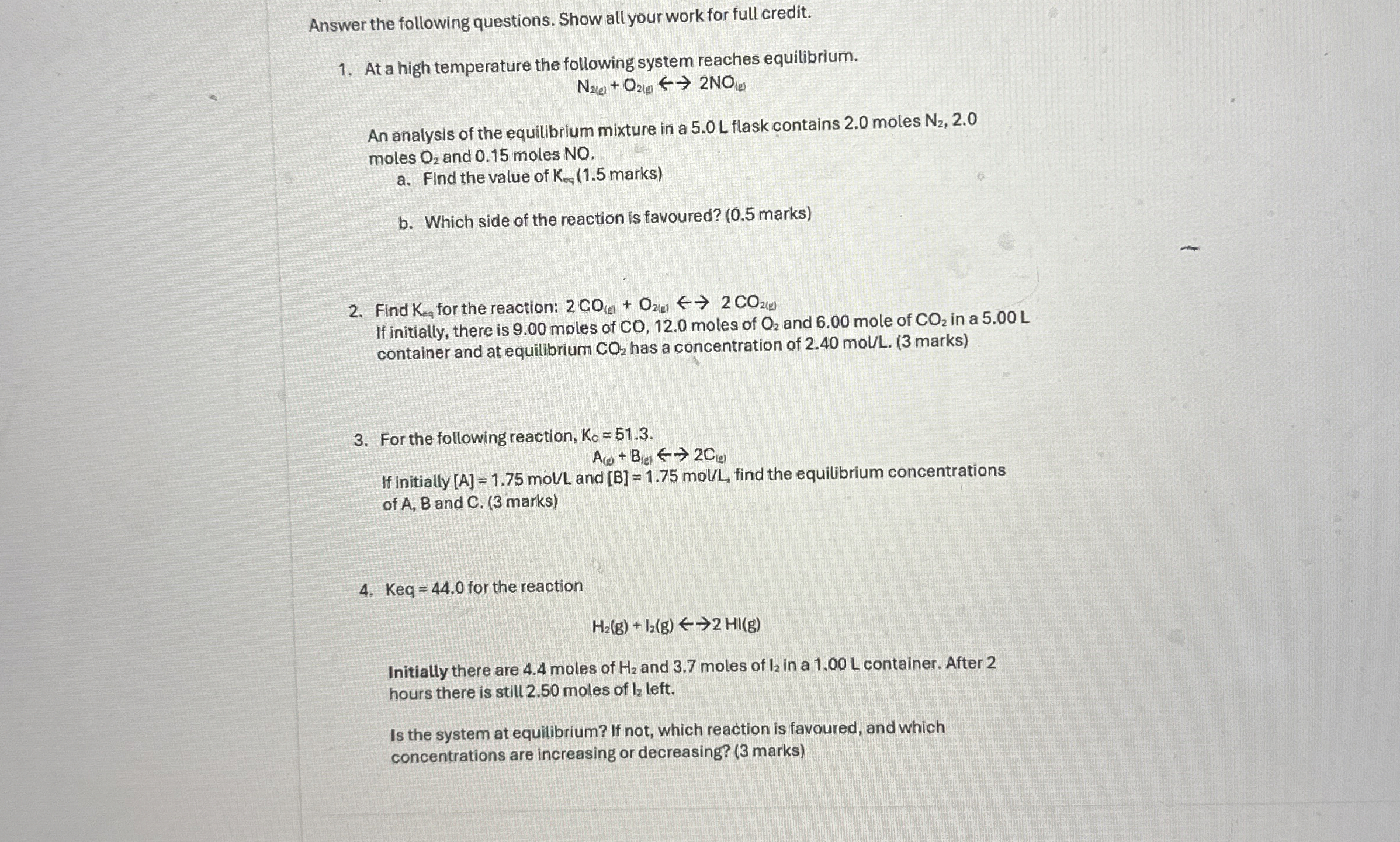 Solved Answer the following questions. Show all your work | Chegg.com