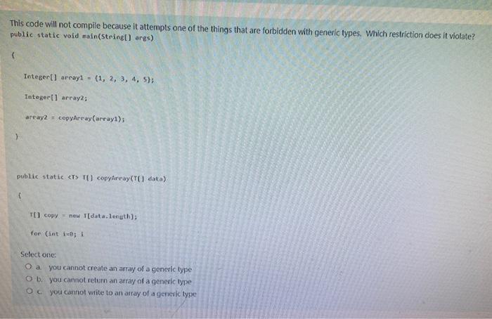 Solved This code will not compile because it attempts one of | Chegg.com