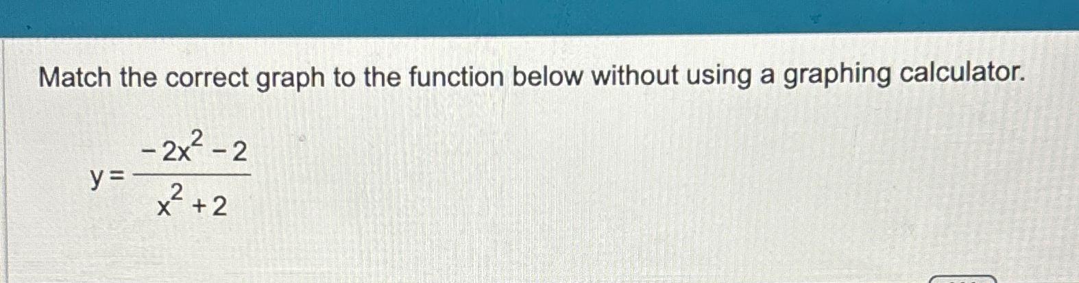 Solved Match the correct graph to the function below without | Chegg.com