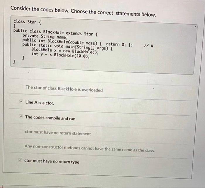 Solved Consider the codes below. Choose the correct | Chegg.com