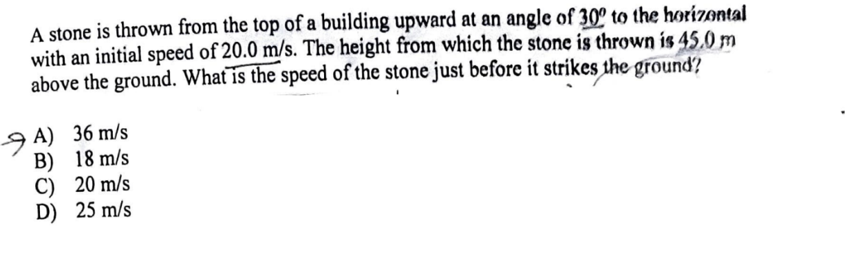 Solved A stone is thrown from the top of a building upward | Chegg.com