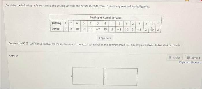 Solved Consider the following table containing the betting