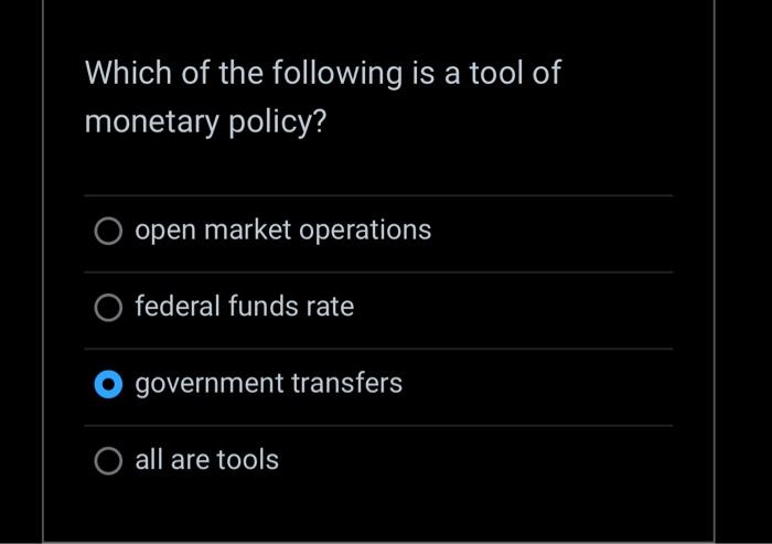 Solved Which of the following is a tool of monetary policy? | Chegg.com