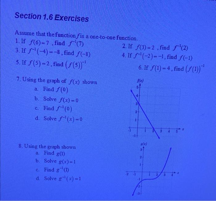 Solved Assume That The Function F Is A One-to-one Function. | Chegg.com