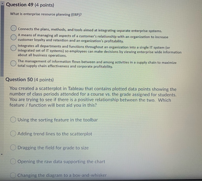 Solved Question 49 4 Points What Is Enterprise Resource Chegg