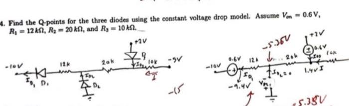 Solved Find the Q-points for the three diodes using the | Chegg.com