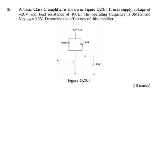 Solved (b) A Basic Class C Amplifier Is Shown In Figure | Chegg.com