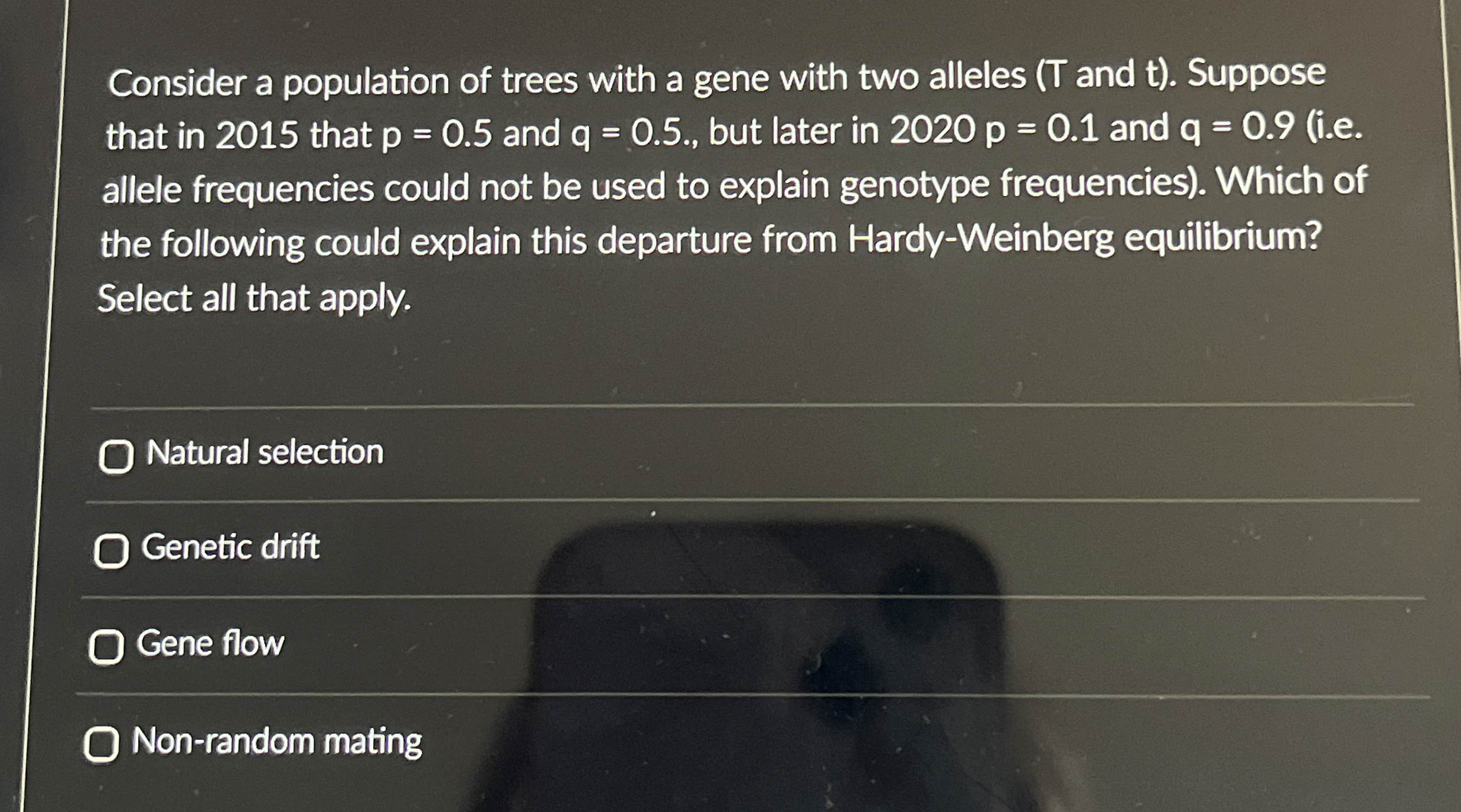 Solved Consider a population of trees with a gene with two | Chegg.com