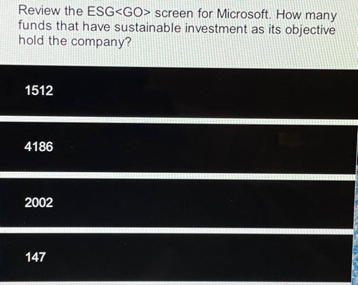 Review the ESG screen for Microsoft. How many funds | Chegg.com