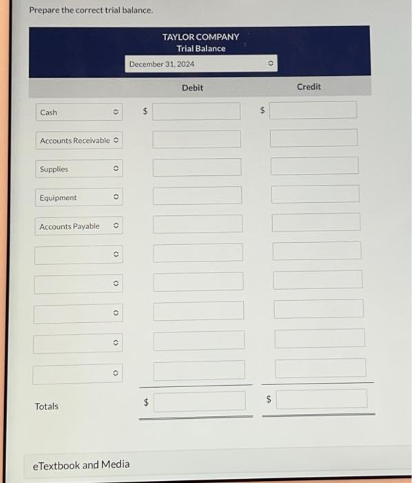 Solved Prepare the correct trial balance. Current Attempt | Chegg.com
