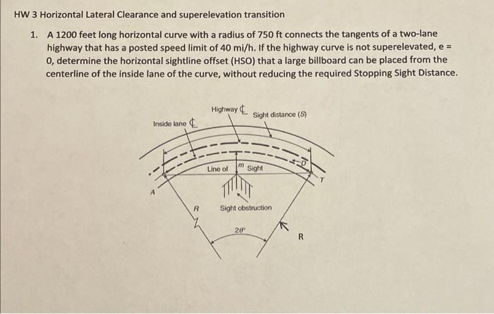 Solved HW 3 Horizontal Lateral Clearance and superelevation | Chegg.com