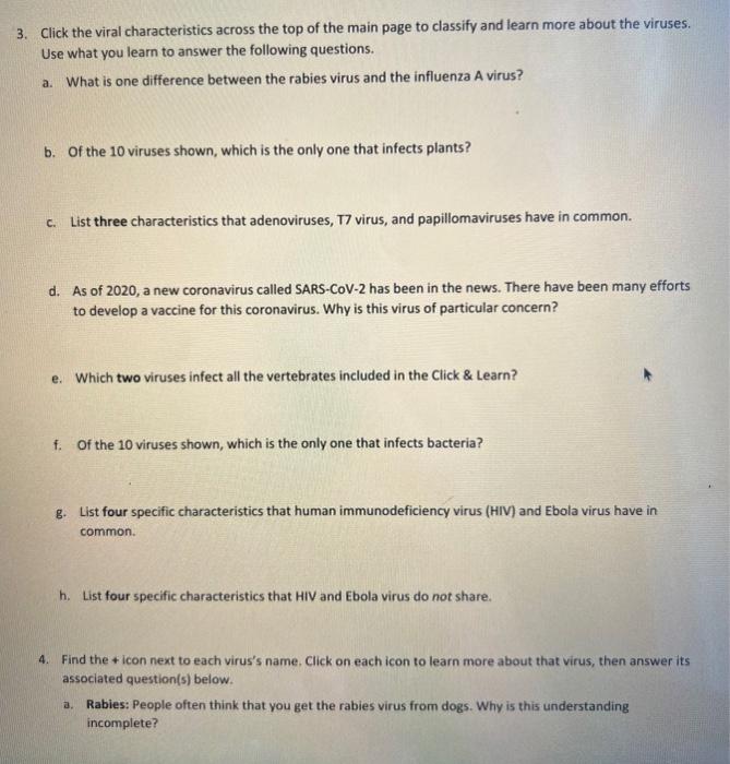 Virus Explorer Click \& Learn Student Worksheet