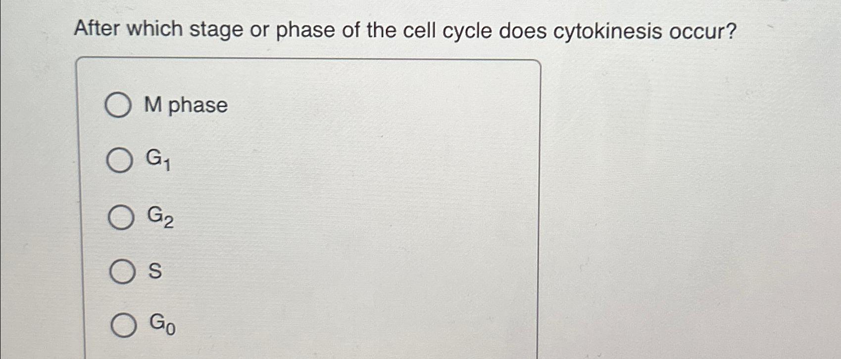 Solved After which stage or phase of the cell cycle does | Chegg.com