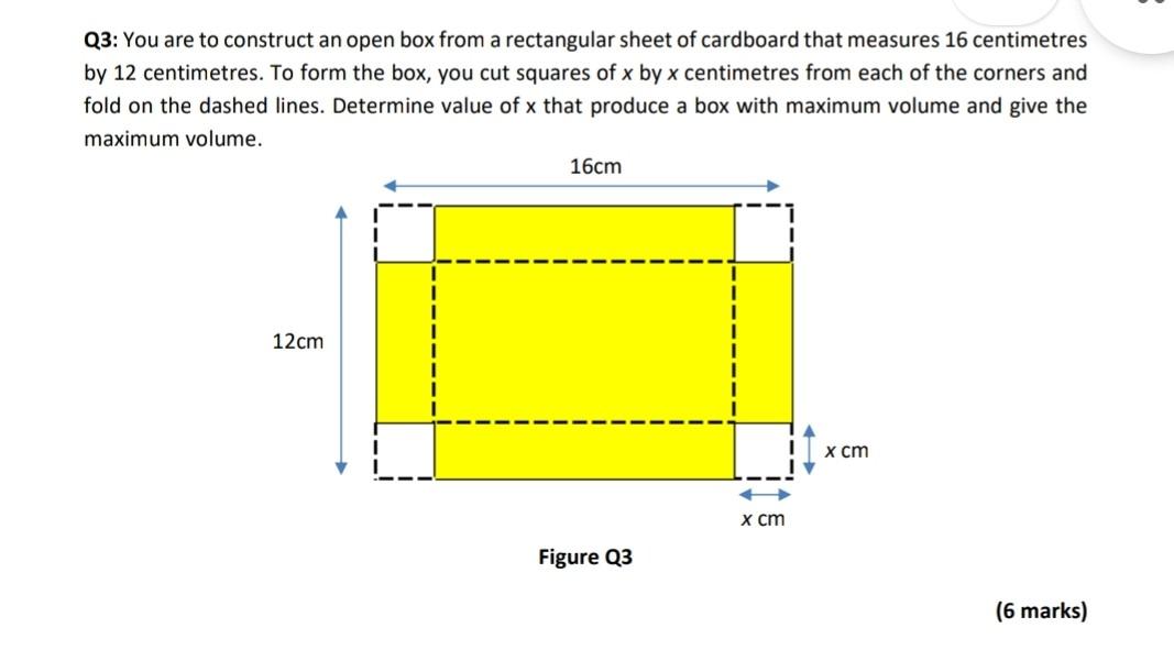 Solved You are to construct an open box from a rectangular | Chegg.com