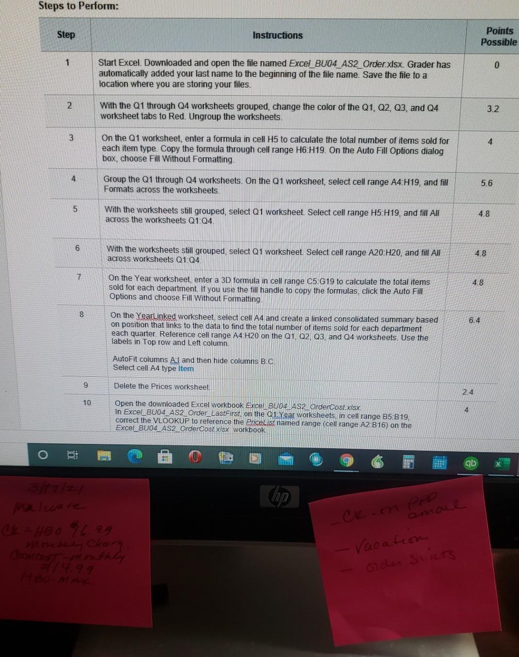Solved Steps to Perform: Step Instructions Points Possible 1 | Chegg.com