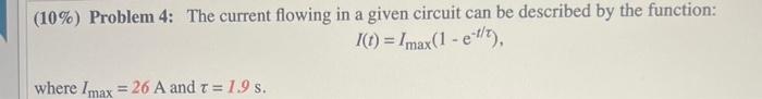 Solved A) at what time in seconds is the current equal to | Chegg.com