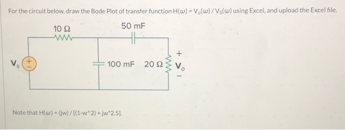 Solved For The Circuit Below Draw The Bode Plot Of Trans Chegg Com