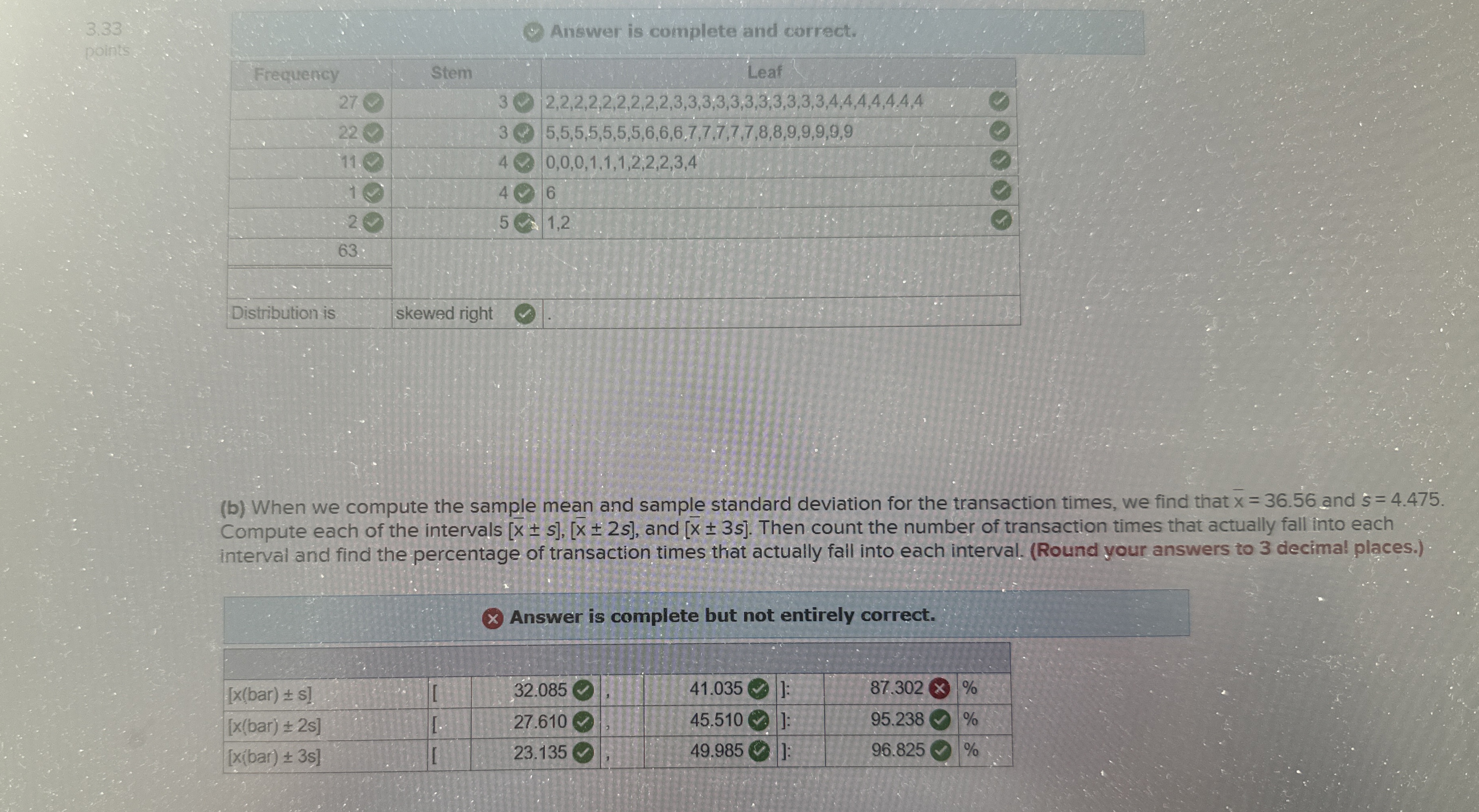 Solved (b) ﻿When we compute the sample mean and sample | Chegg.com