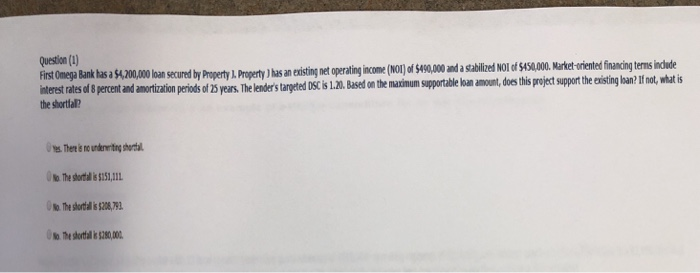 Solved Question 1 First Omega Bank has a 54 200 000 loan Chegg